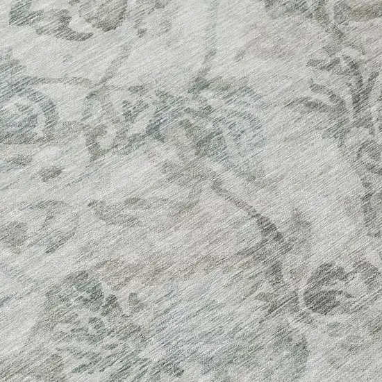 Taupe And Brown Floral Washable Indoor Outdoor Area Rug Photo 6