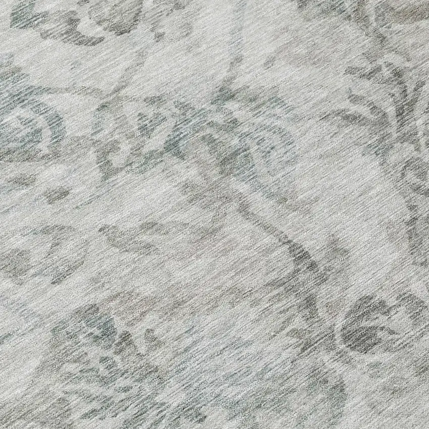 Taupe And Brown Floral Washable Indoor Outdoor Area Rug Photo 6