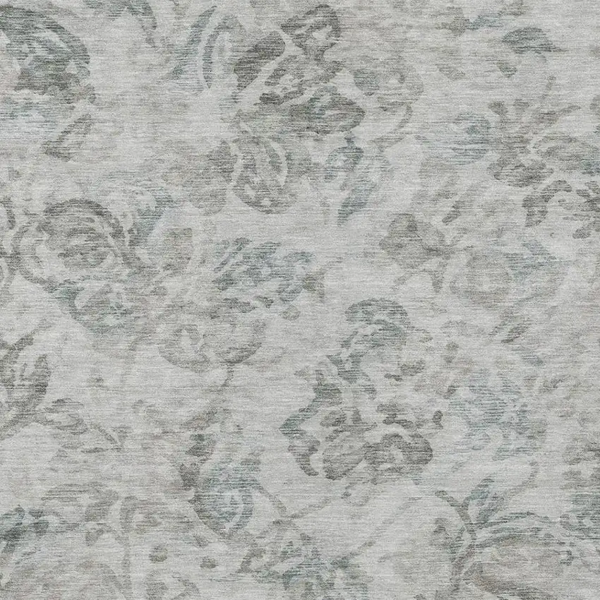 Taupe And Brown Floral Washable Indoor Outdoor Area Rug Photo 3