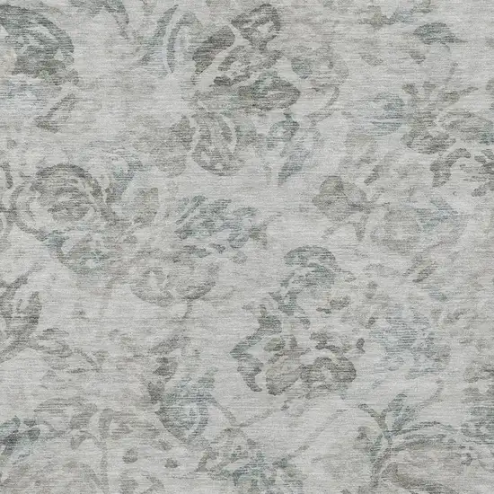 Taupe And Brown Floral Washable Indoor Outdoor Area Rug Photo 3