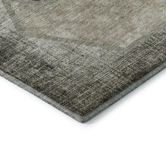 Taupe And Brown Geometric Washable Area Rug With UV Protection Photo 8