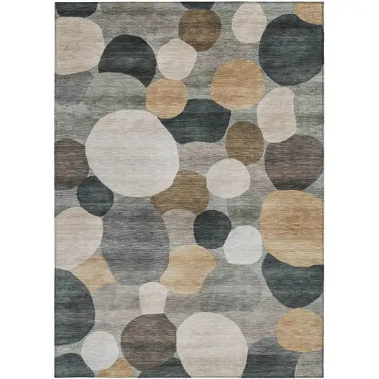 Taupe And Brown Geometric Washable Indoor Outdoor Area Rug Photo 3
