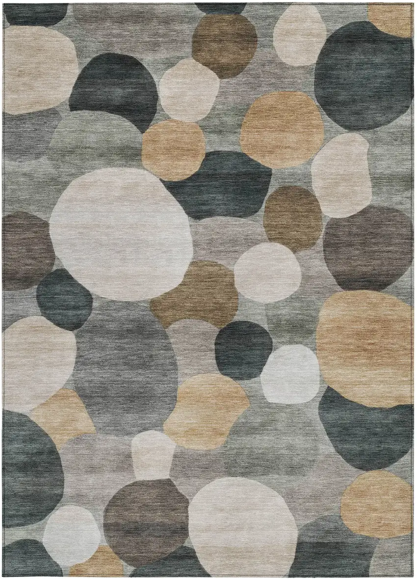 Taupe And Brown Geometric Washable Indoor Outdoor Area Rug Photo 3