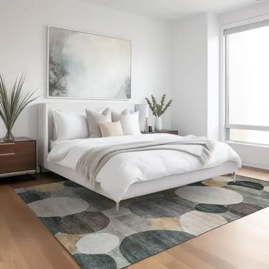 Taupe And Brown Geometric Washable Indoor Outdoor Area Rug Photo 6