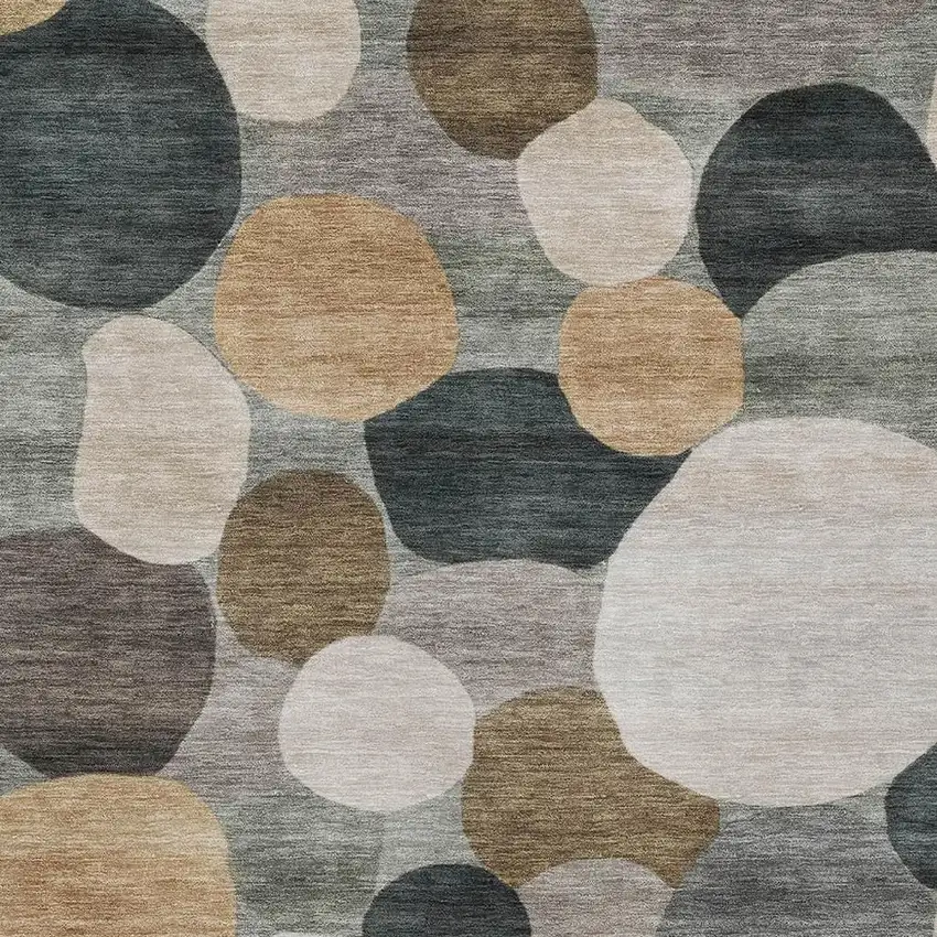 Taupe And Brown Geometric Washable Indoor Outdoor Area Rug Photo 2