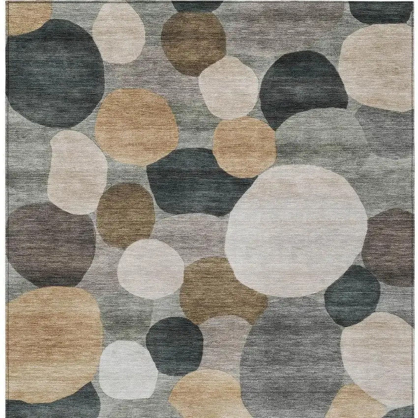 Taupe And Brown Geometric Washable Indoor Outdoor Area Rug Photo 3