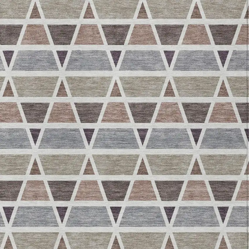 Taupe And Brown Geometric Washable Indoor Outdoor Area Rug Photo 3