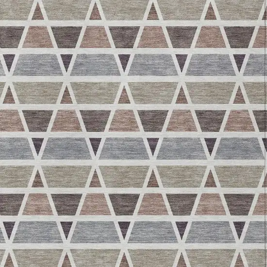 Taupe And Brown Geometric Washable Indoor Outdoor Area Rug Photo 3