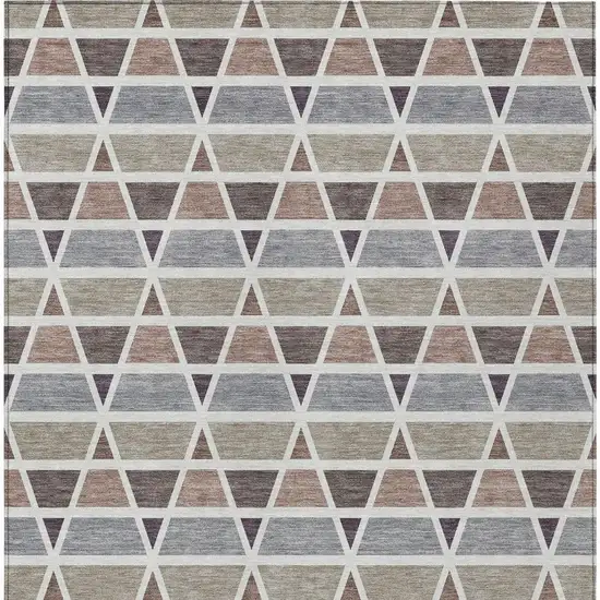 Taupe And Brown Geometric Washable Indoor Outdoor Area Rug Photo 4