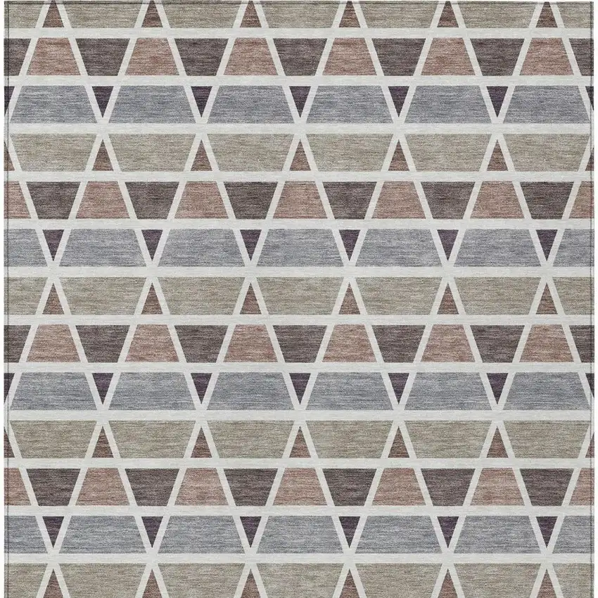 Taupe And Brown Geometric Washable Indoor Outdoor Area Rug Photo 4