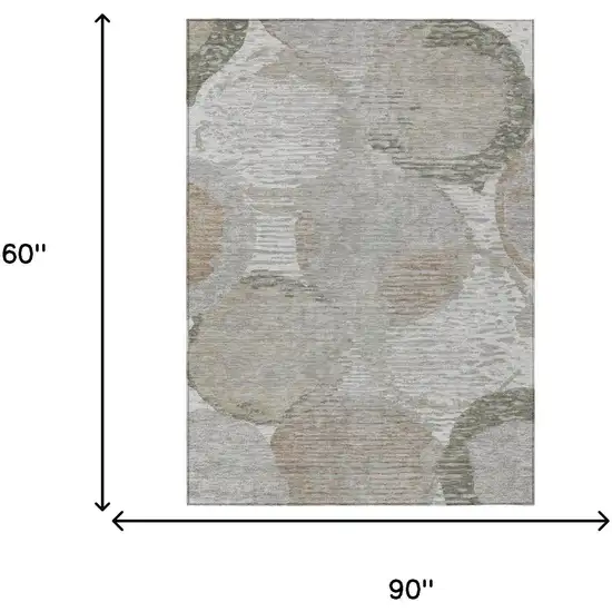 Taupe And Brown Geometric Washable Indoor Outdoor Area Rug Photo 7