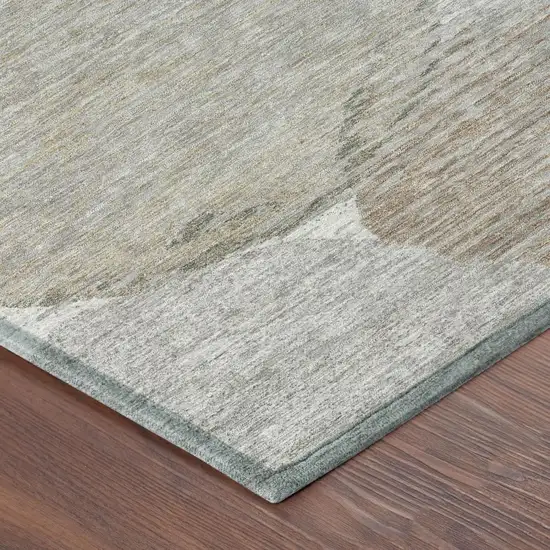 Taupe And Brown Geometric Washable Indoor Outdoor Area Rug Photo 5