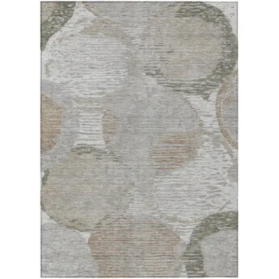 Taupe And Brown Geometric Washable Indoor Outdoor Area Rug Photo 2