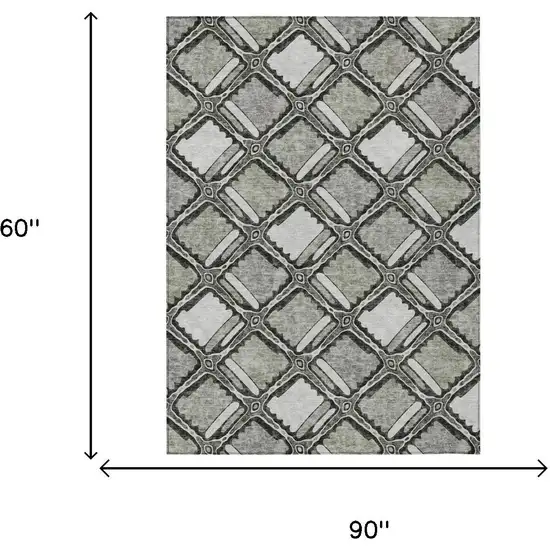 Taupe And Brown Geometric Washable Indoor Outdoor Area Rug Photo 5
