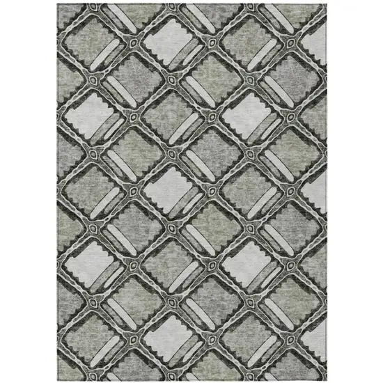 Taupe And Brown Geometric Washable Indoor Outdoor Area Rug Photo 2