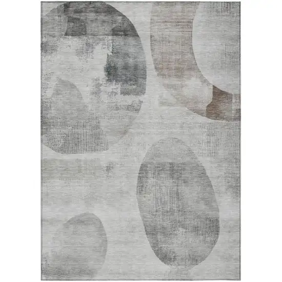 Taupe And Brown Geometric Washable Indoor Outdoor Area Rug Photo 2