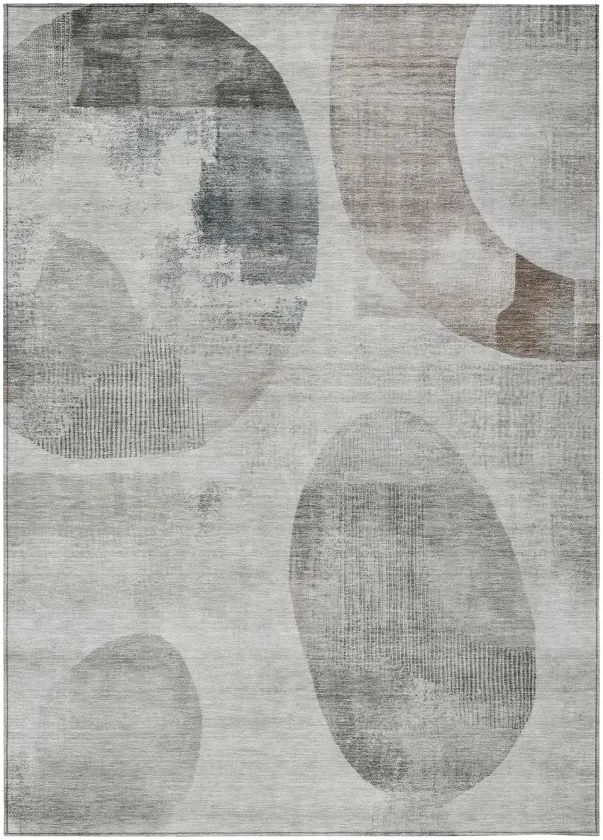Taupe And Brown Geometric Washable Indoor Outdoor Area Rug Photo 2