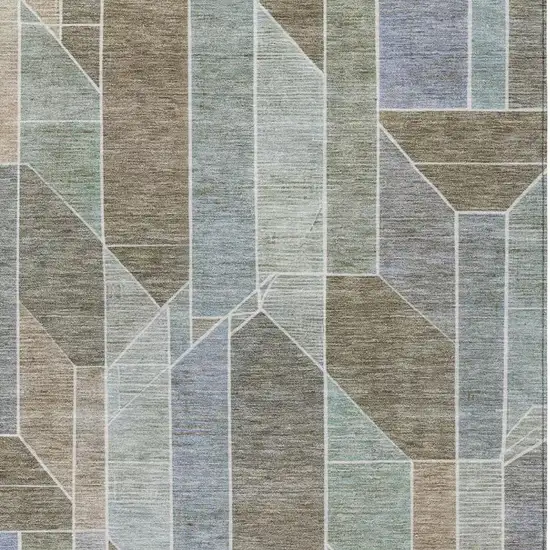 Taupe And Brown Geometric Washable Indoor Outdoor Area Rug Photo 8