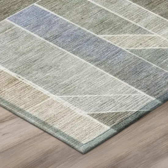 Taupe And Brown Geometric Washable Indoor Outdoor Area Rug Photo 4
