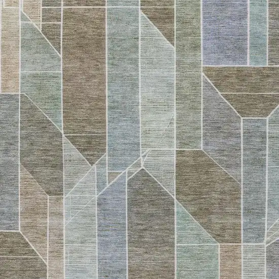 Taupe And Brown Geometric Washable Indoor Outdoor Area Rug Photo 6
