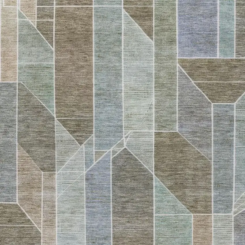 Taupe And Brown Geometric Washable Indoor Outdoor Area Rug Photo 6