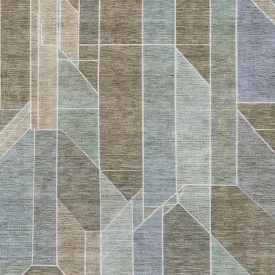 Taupe And Brown Geometric Washable Indoor Outdoor Area Rug Photo 8