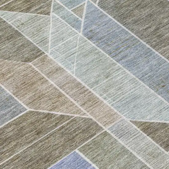 Taupe And Brown Geometric Washable Indoor Outdoor Area Rug Photo 9