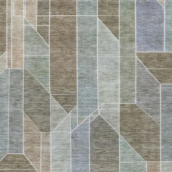 Taupe And Brown Geometric Washable Indoor Outdoor Area Rug Photo 9