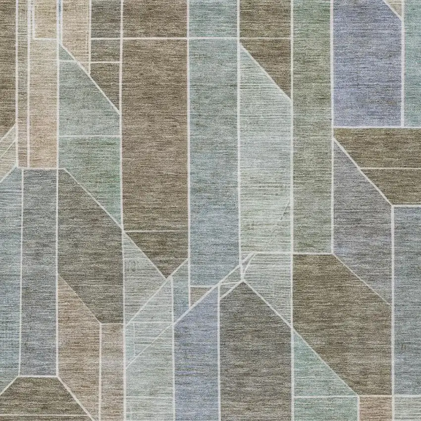 Taupe And Brown Geometric Washable Indoor Outdoor Area Rug Photo 9