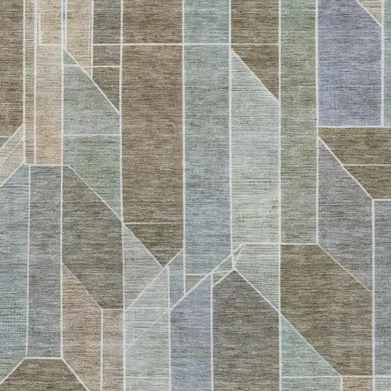 Taupe And Brown Geometric Washable Indoor Outdoor Area Rug Photo 4