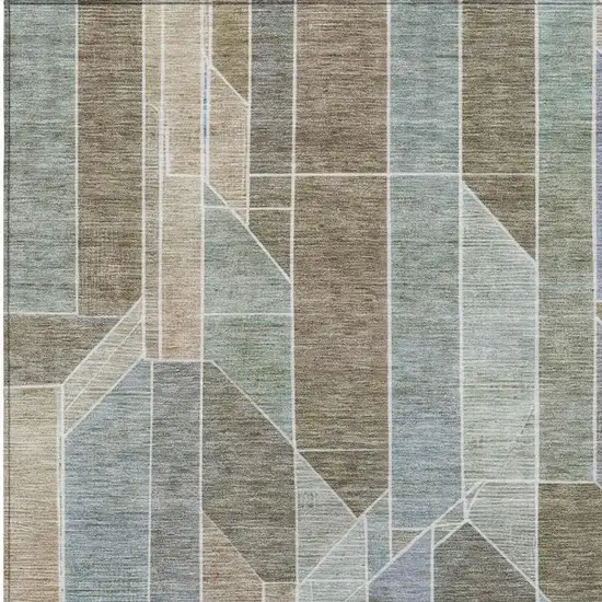 Taupe And Brown Geometric Washable Indoor Outdoor Area Rug Photo 8