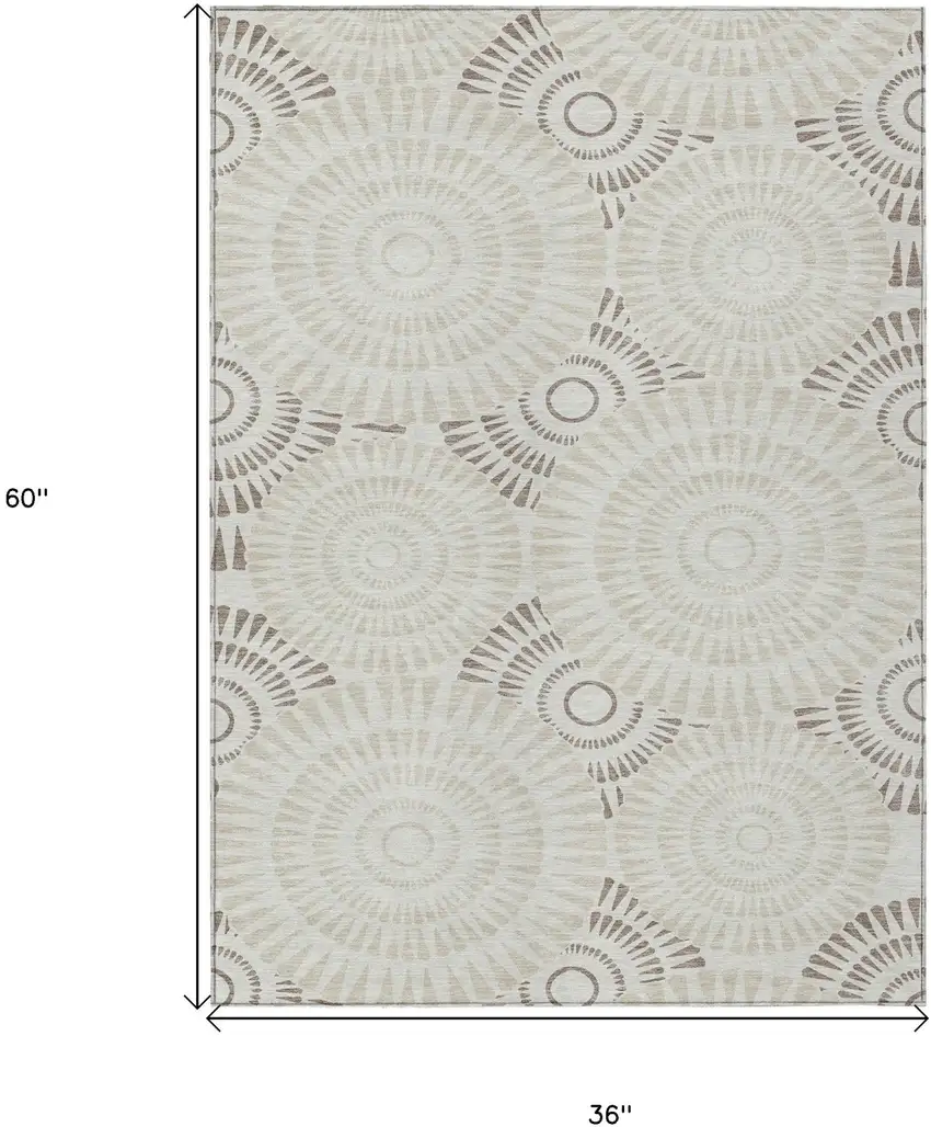 Taupe And Brown Geometric Washable Indoor Outdoor Area Rug Photo 3