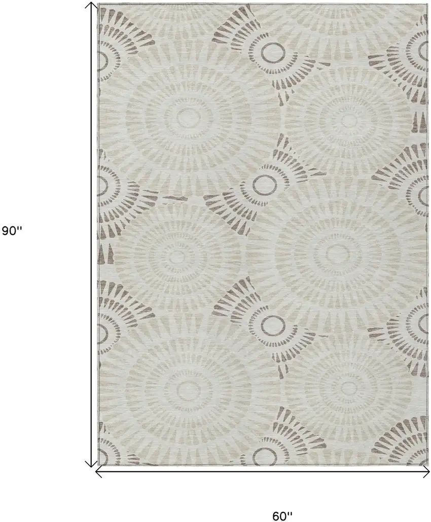 Taupe And Brown Geometric Washable Indoor Outdoor Area Rug Photo 3