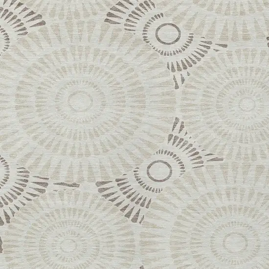 Taupe And Brown Geometric Washable Indoor Outdoor Area Rug Photo 7