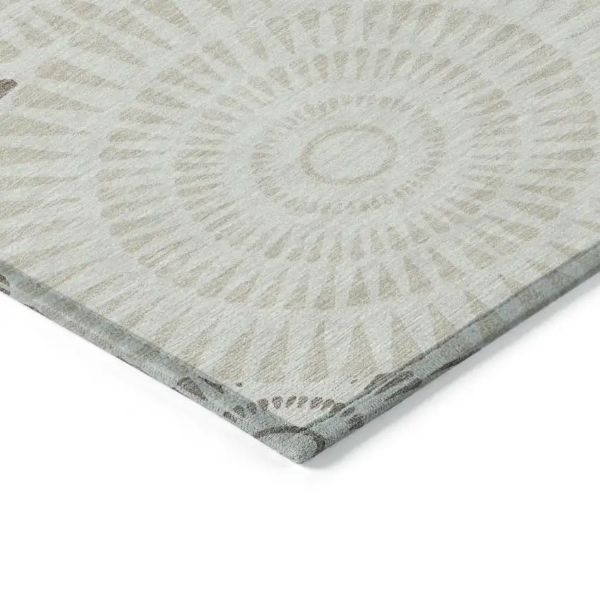 Taupe And Brown Geometric Washable Indoor Outdoor Area Rug Photo 5