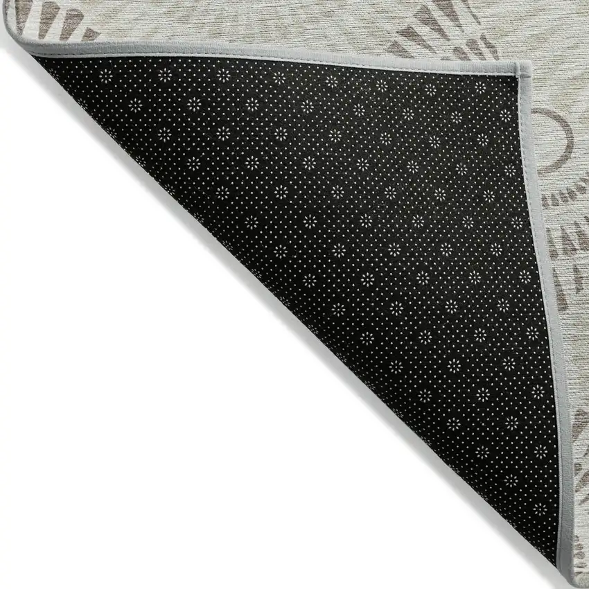 Taupe And Brown Geometric Washable Indoor Outdoor Area Rug Photo 4