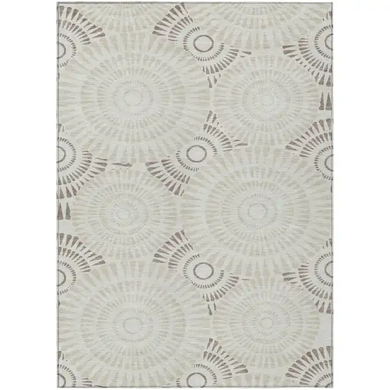 Taupe And Brown Geometric Washable Indoor Outdoor Area Rug Photo 2