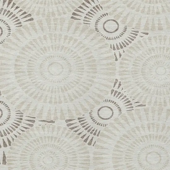 Taupe And Brown Geometric Washable Indoor Outdoor Area Rug Photo 7