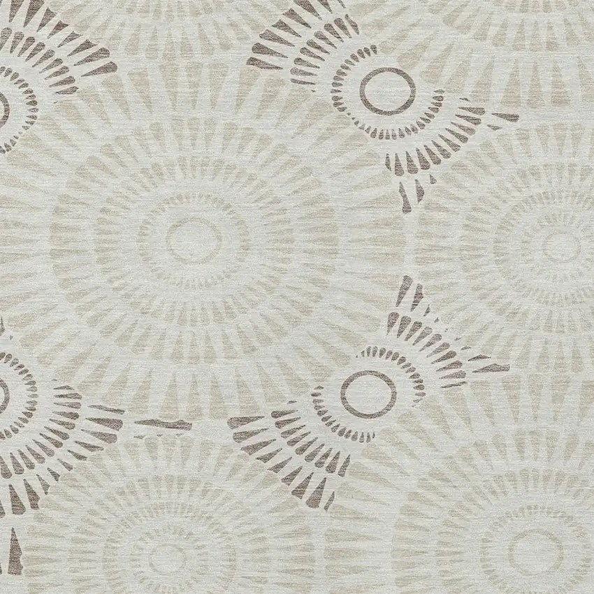 Taupe And Brown Geometric Washable Indoor Outdoor Area Rug Photo 7