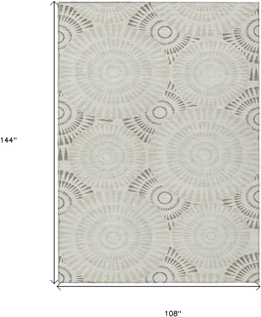 Taupe And Brown Geometric Washable Indoor Outdoor Area Rug Photo 3
