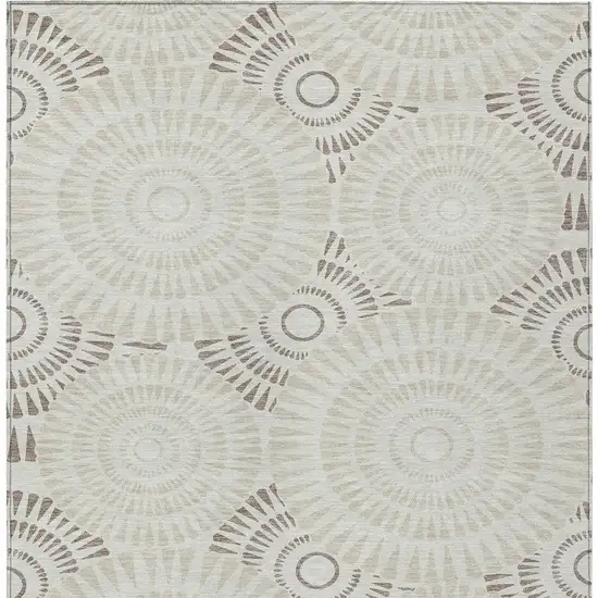 Taupe And Brown Geometric Washable Indoor Outdoor Area Rug Photo 8