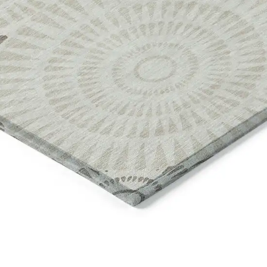 Taupe And Brown Geometric Washable Indoor Outdoor Area Rug Photo 5