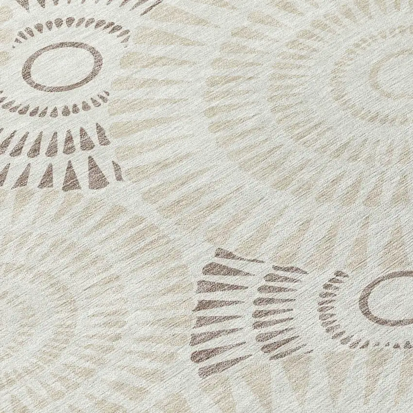 Taupe And Brown Geometric Washable Indoor Outdoor Area Rug Photo 6