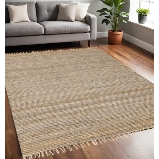 Taupe And Brown Jute Abstract Hand Woven Area Rug Photo 1