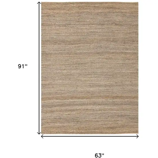 Taupe And Brown Jute Abstract Hand Woven Area Rug Photo 3