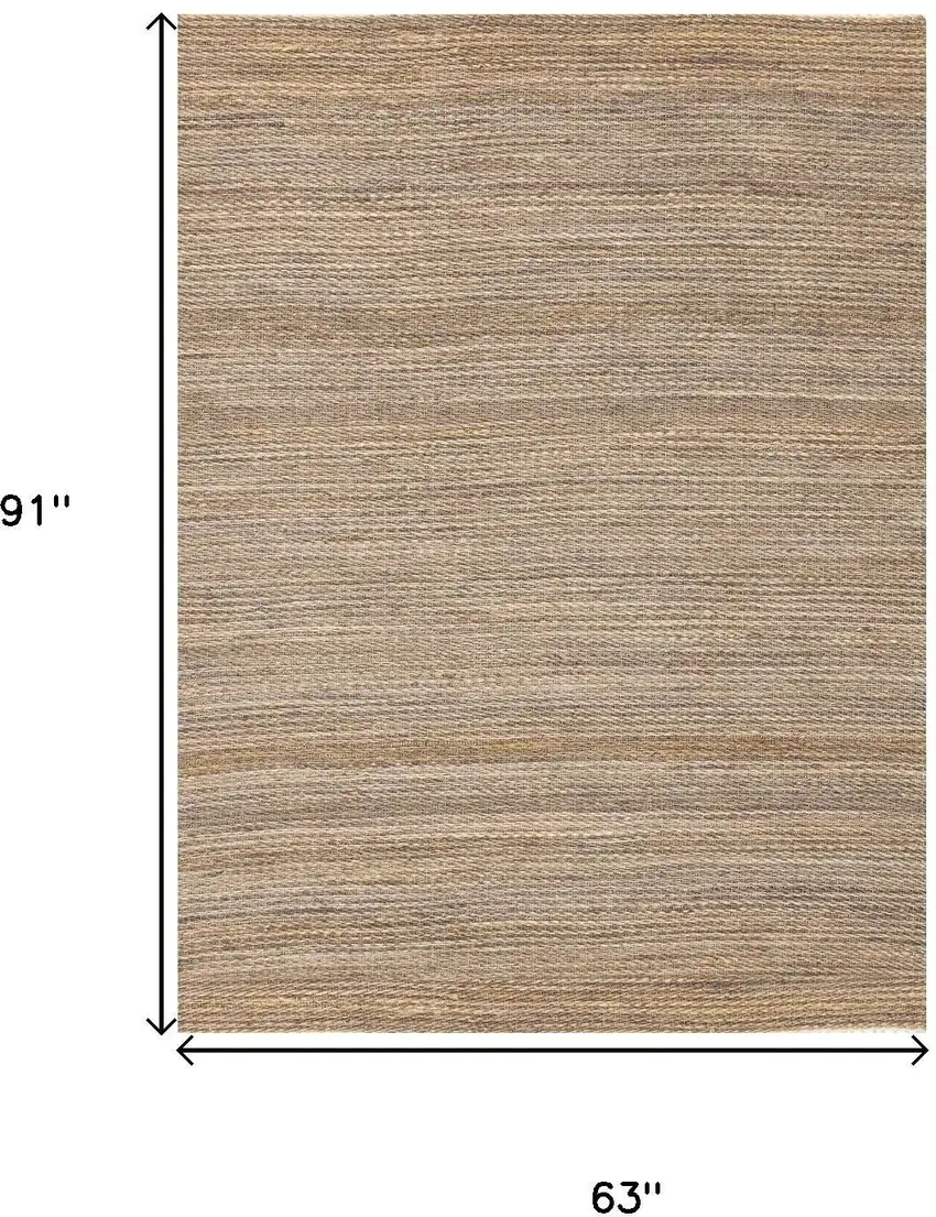 Taupe And Brown Jute Abstract Hand Woven Area Rug Photo 3