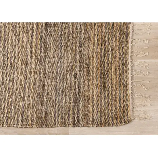 Taupe And Brown Jute Abstract Hand Woven Area Rug Photo 7