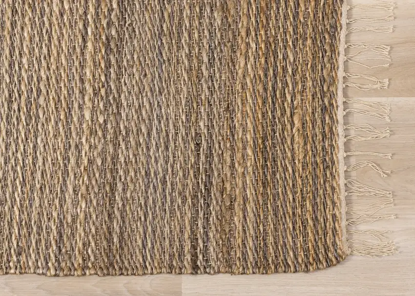 Taupe And Brown Jute Abstract Hand Woven Area Rug Photo 7