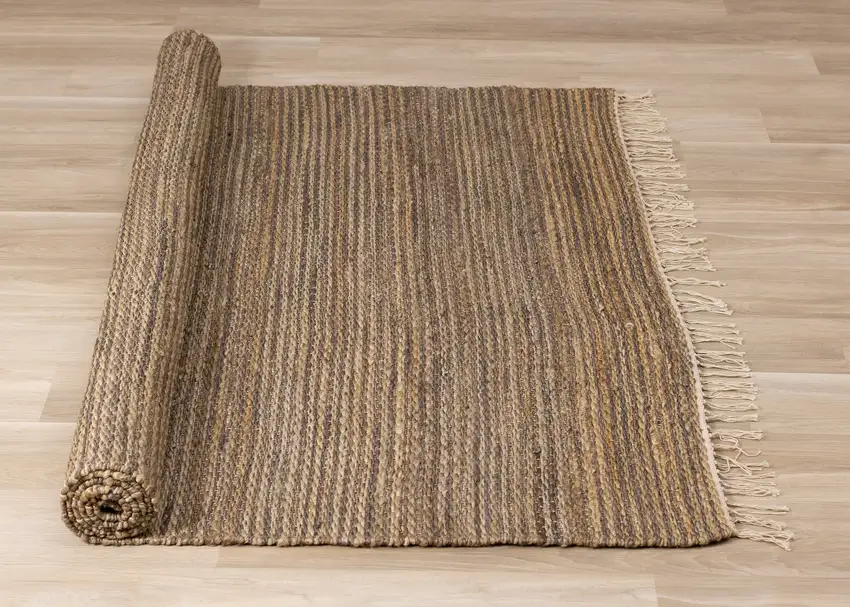 Taupe And Brown Jute Abstract Hand Woven Area Rug Photo 9