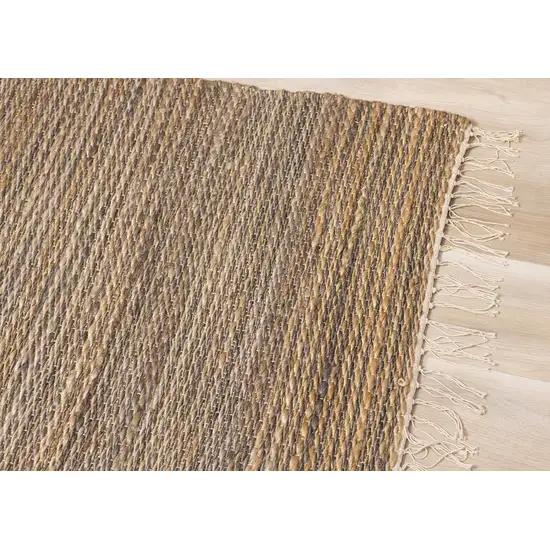 Taupe And Brown Jute Abstract Hand Woven Area Rug Photo 6